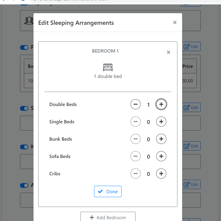 Step 12: Edit Sleeping Arrangements 