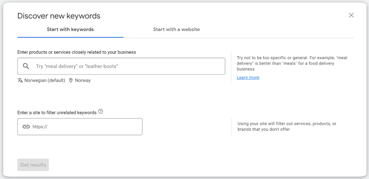 Google keyword planner tool