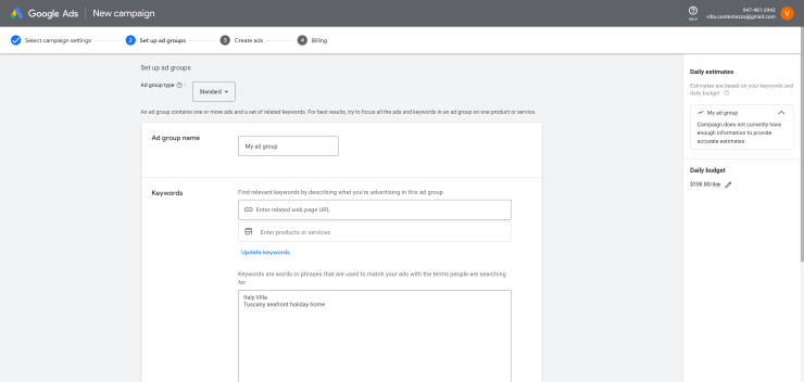 Set up ad groups in Google Ads